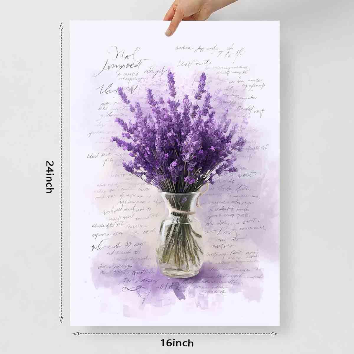 Lavender Wall Art Purple Flower Pictures Flowers In Vase Canvas Wall Art Country Floral Watercolor Flower Prints Rustic Floral Painting Plant Pictures Botanical Flower Prints Decor 16x24inch No Frame