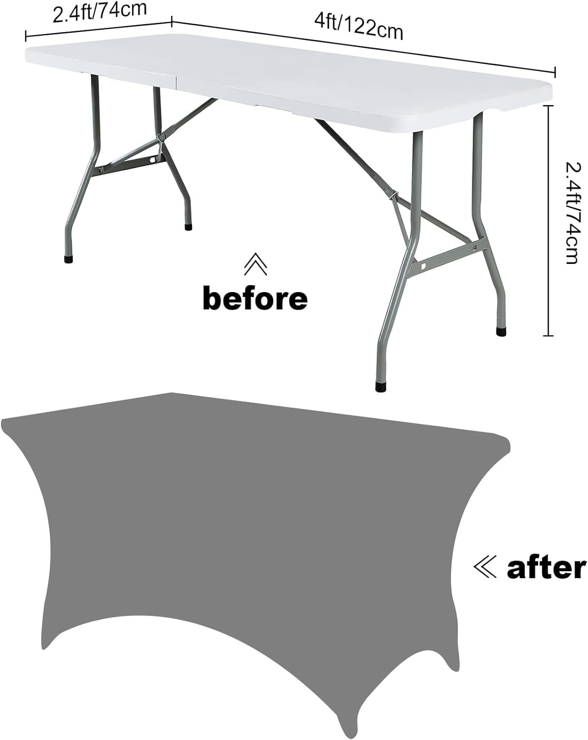 SuperO 2Pack Waterproof Spandex Table Cover for 4FT Table Universal Fitted Stretch Tablecloth for Party, Banquet, Wedding and Events-Champagne