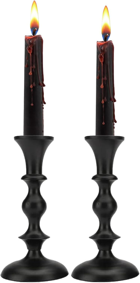 Rely+ Black Candle Holders Set of 2 Decorative Centerpiece Table Candlesticks Holders for Taper Candles Home Decor Easter Candle Holders for Dinner Party Wedding Decorations