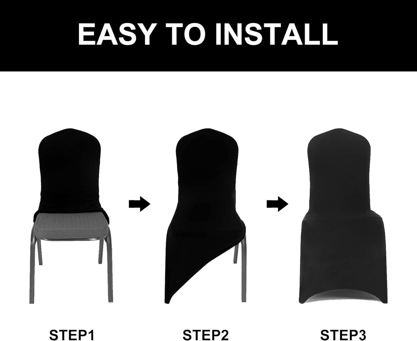 Spandex Chair Covers, 12PCS, Removable Washable Protector Stretch Covers for Living Room, Party, Banquet, Wedding, Hotel (Navy)