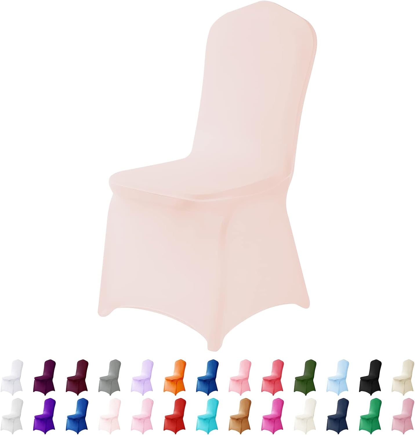 Spandex Chair Covers, 12PCS, Removable Washable Protector Stretch Covers for Living Room, Party, Banquet, Wedding Event, Hotel (Blush Pink)