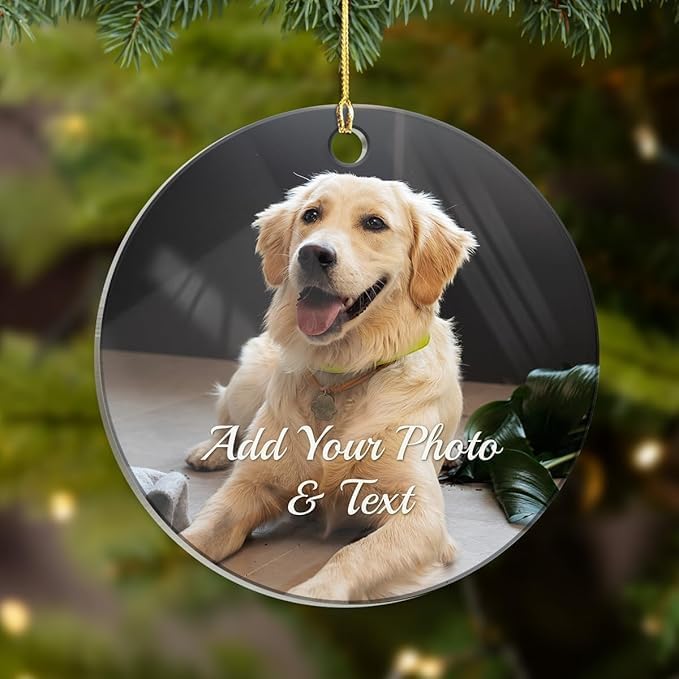 Personalized Dog Photo Christmas Ornaments, Custom Dog Acrylic Ornament with Pictures, Gifts for Christmas Dog Lovers, Dog Mom Dad