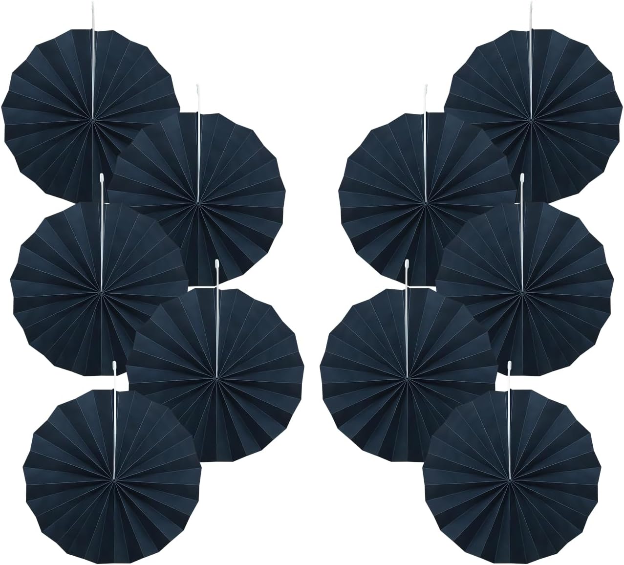 Black Party Decorations,Halloween Decor Events Accessories,Black Birthday Decorations,Anniversary Decorations for Party,Birthday Decorations for Men 8in Hanging Paper Fans 30 Color DIY Set(Black)
