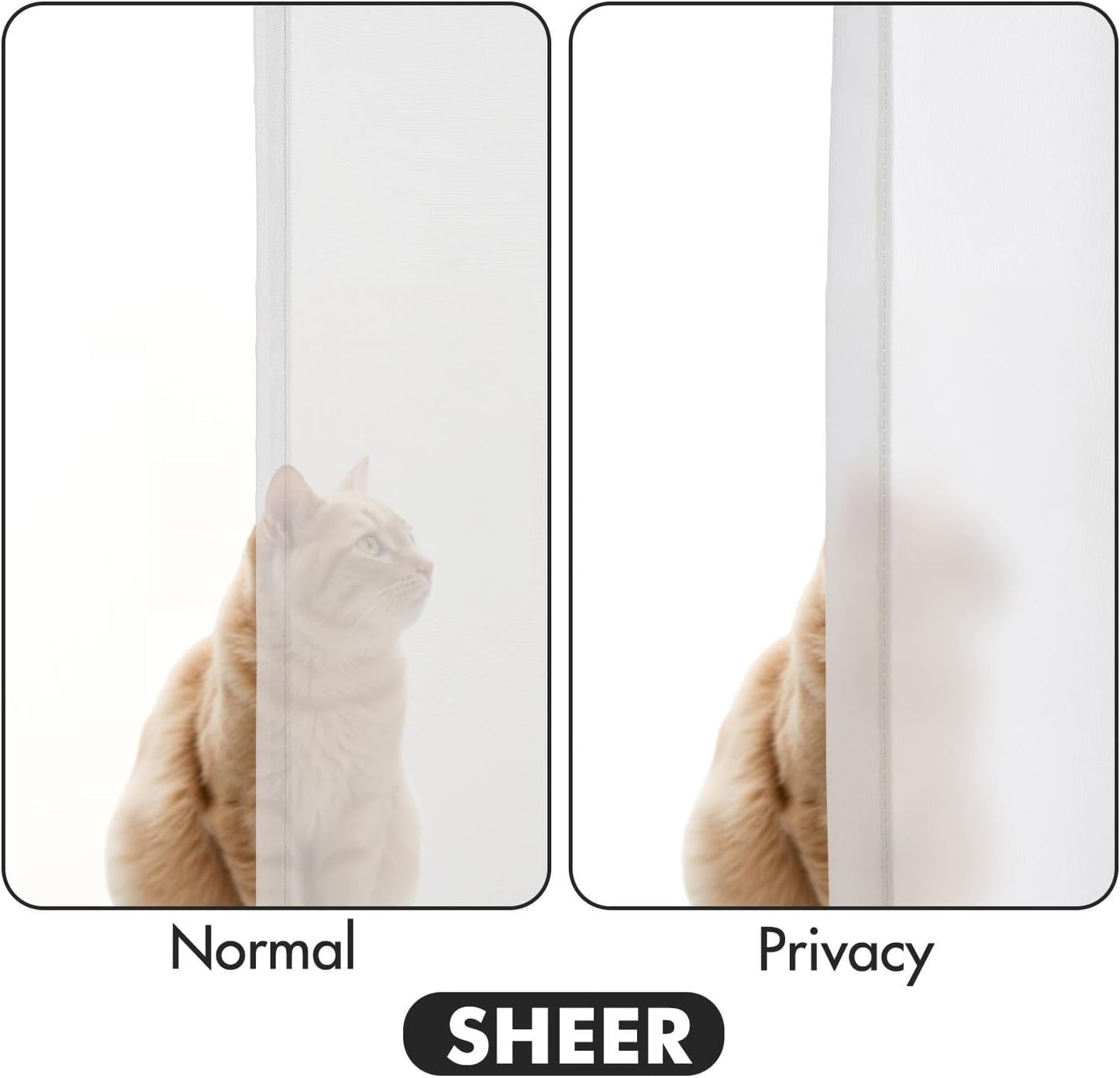 MIULEE White Privacy Sheer Curtains That Let Light in Non-See-Through Semi Sheer Curtains Light Filtering Window Curtain Drapes for Living Room Bedroom 42 X 45 Inches Long 2 Panels Set