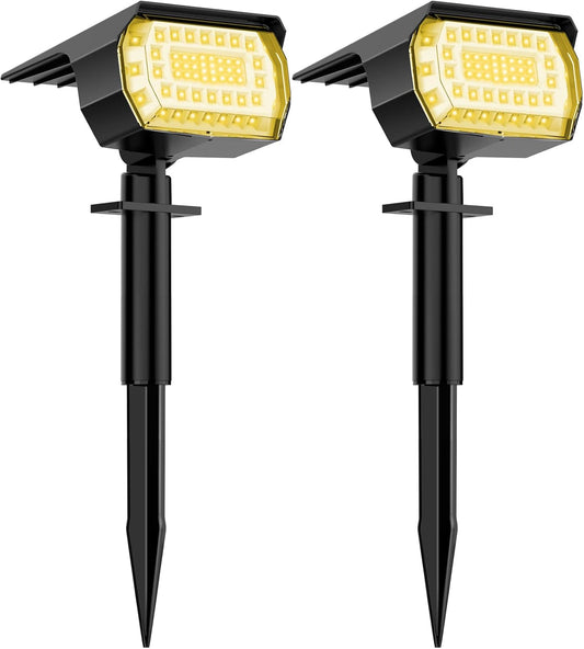 LANSOW Solar Spot Lights Outdoor, [2 Pack/57 LED] 2-in-1 Solar Landscape Spotlights, 3 Modes IP65 Waterproof Dusk to Dawn Solar Powered Flood Wall Lights for Outside Yard Garden Path(Warm White)