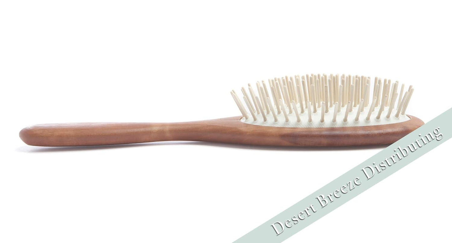 Desert Breeze Natural Wood Bristle Hair Brush, Gentle Scalp Massage, Pear Wood Handle, Made in Germany, For All Hair Types, Rounded Wooden Pins, Anti-Static