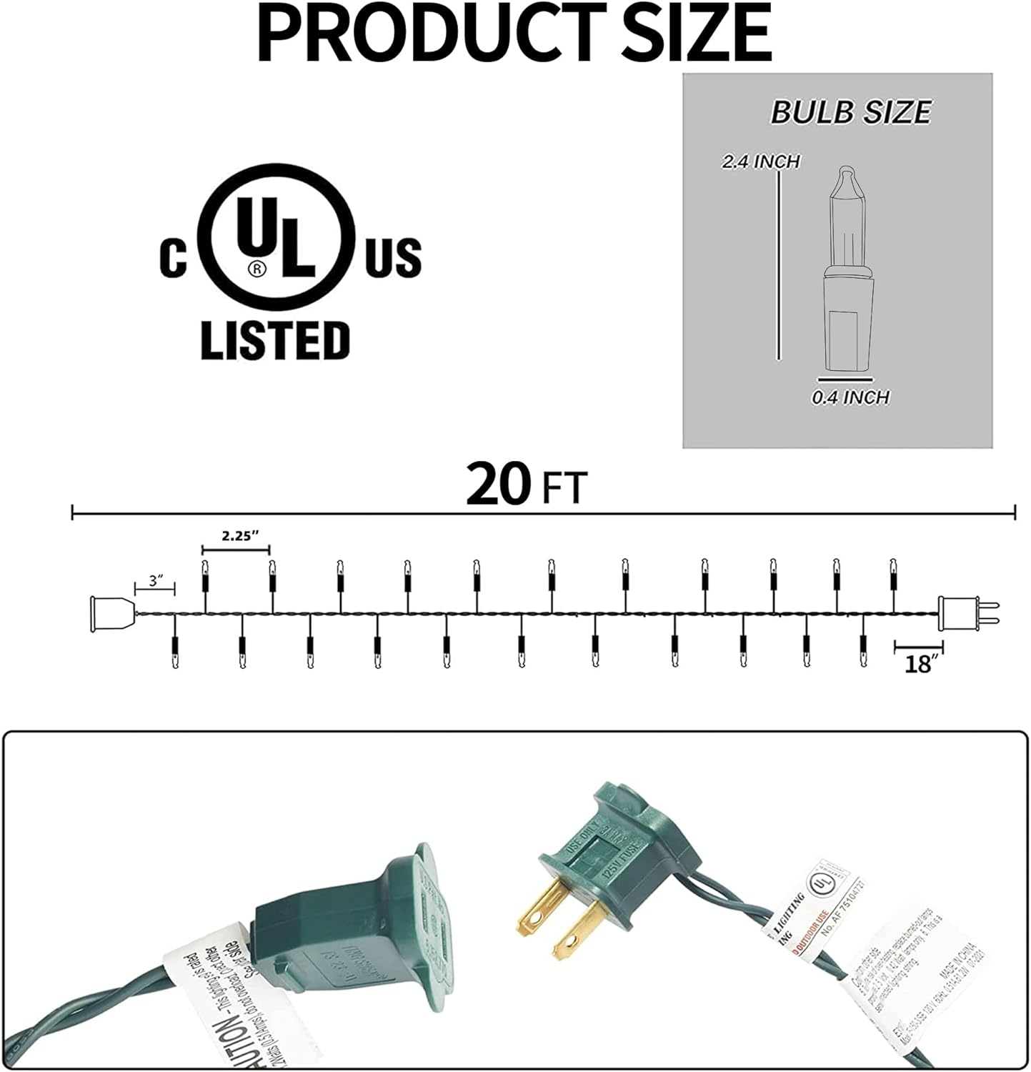 Multi Colored Christmas Lights, 2 Pack Total 40FT 200 Count Incandescent Christmas Mini Tree String Lights, Waterproof Christmas Decorations for Outdoor Indoor Xmas Home Party Garden Yard Decor