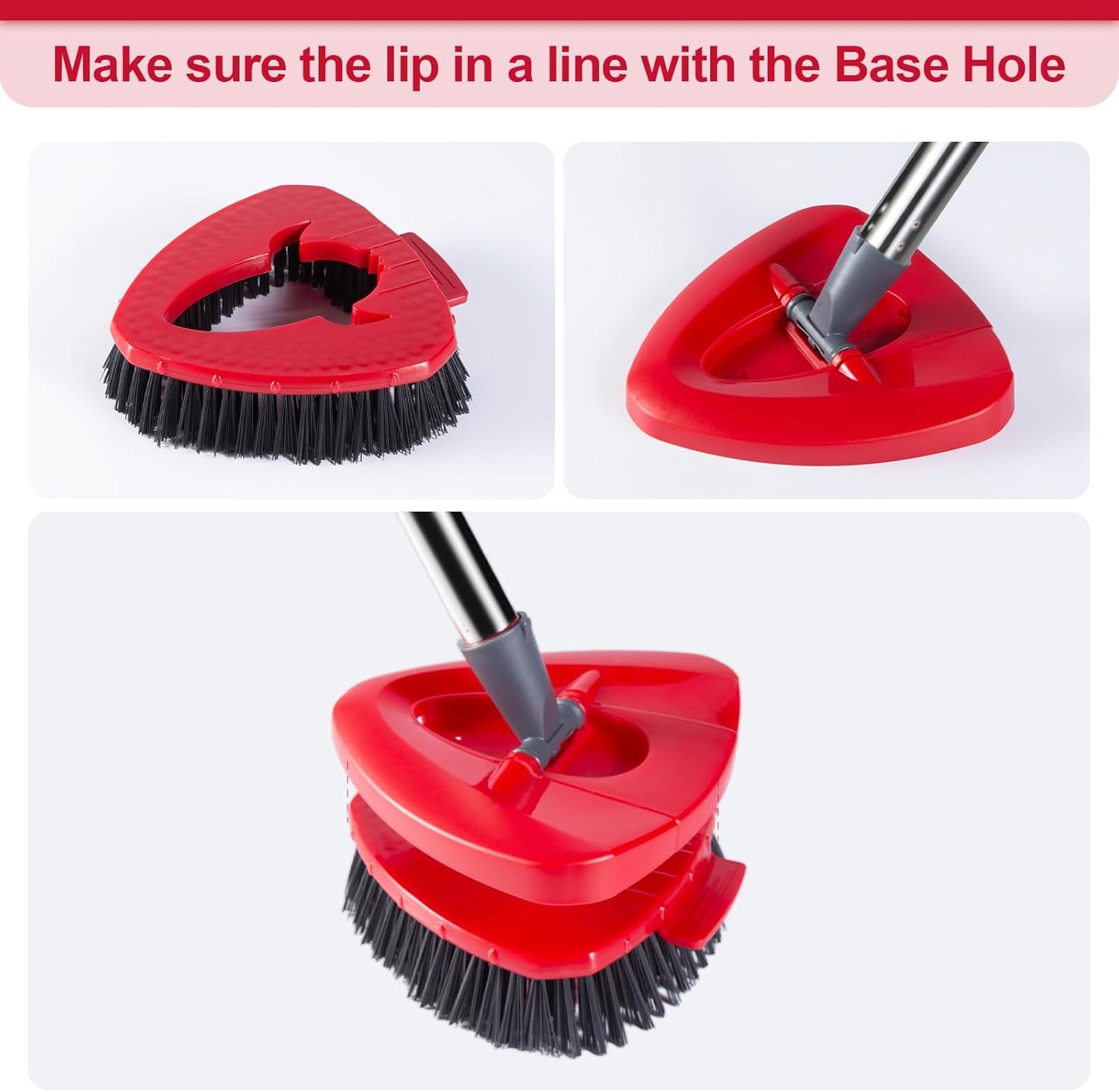 Scrub Brush with Refill Base, Spin Mop Head Scrubber Replacement Compatible with O Cedar EasyWring 1-Tank System, Hard Bristles Floor Scrubber, Tub & Tile Cleaning Brush for Bathroom, Kitchen, Patio