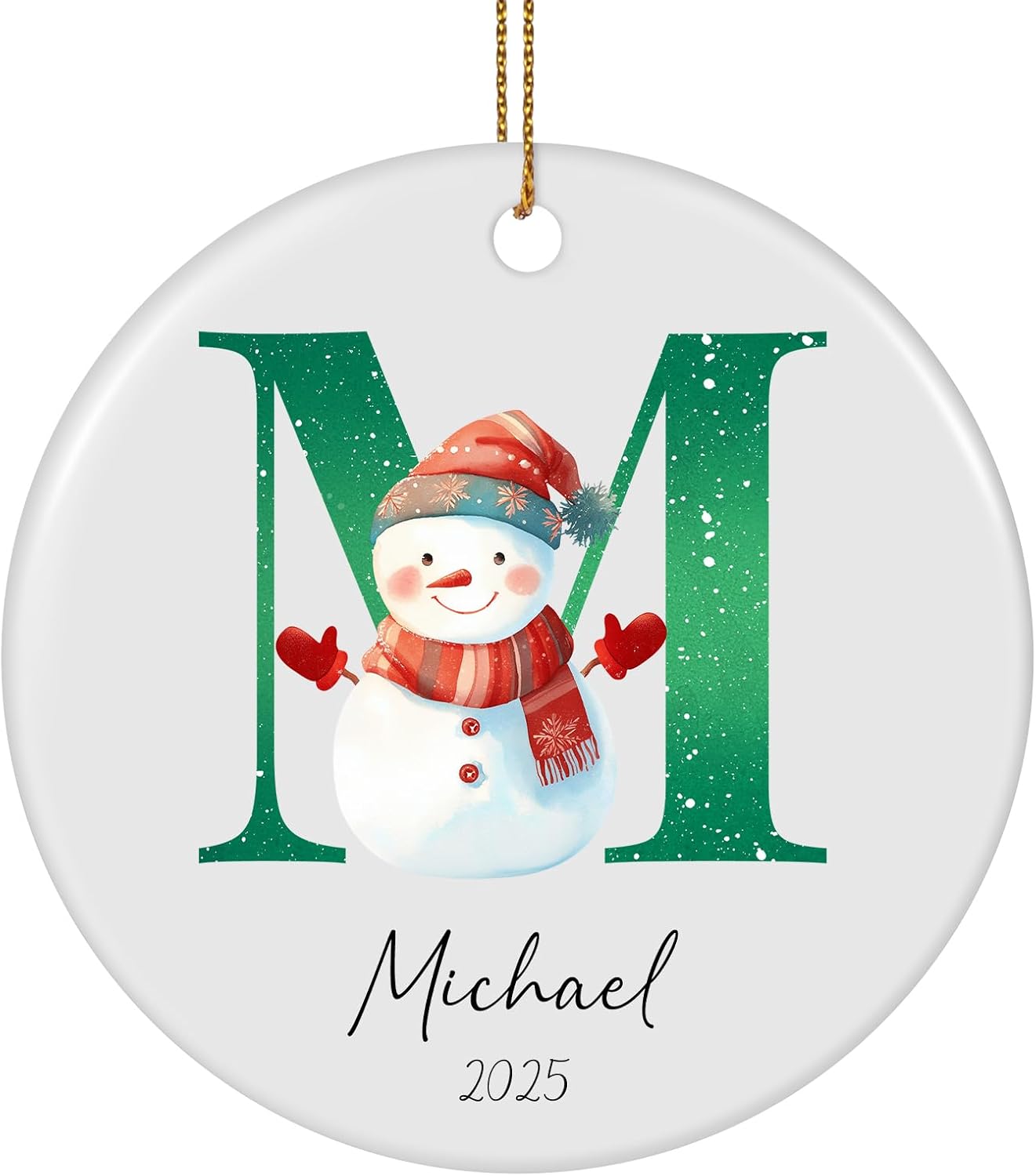 Personalized Christmas Ornaments 2025 Ceramic Custom Name Date Initial A-Z Monogram Christmas Ornament Personalized Ornament Christmas Xmas Tree Decorations for Kids Couples Family Friends