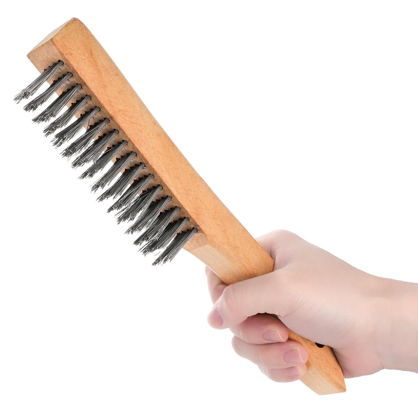 Elsjoy 12 Pack Wire Brush with Wooden Handle, 10 Inch Stainless Steel Wire Scratch Brush Wire Cleaning Brush Set for Removing Rust, Paint, Welding Slag