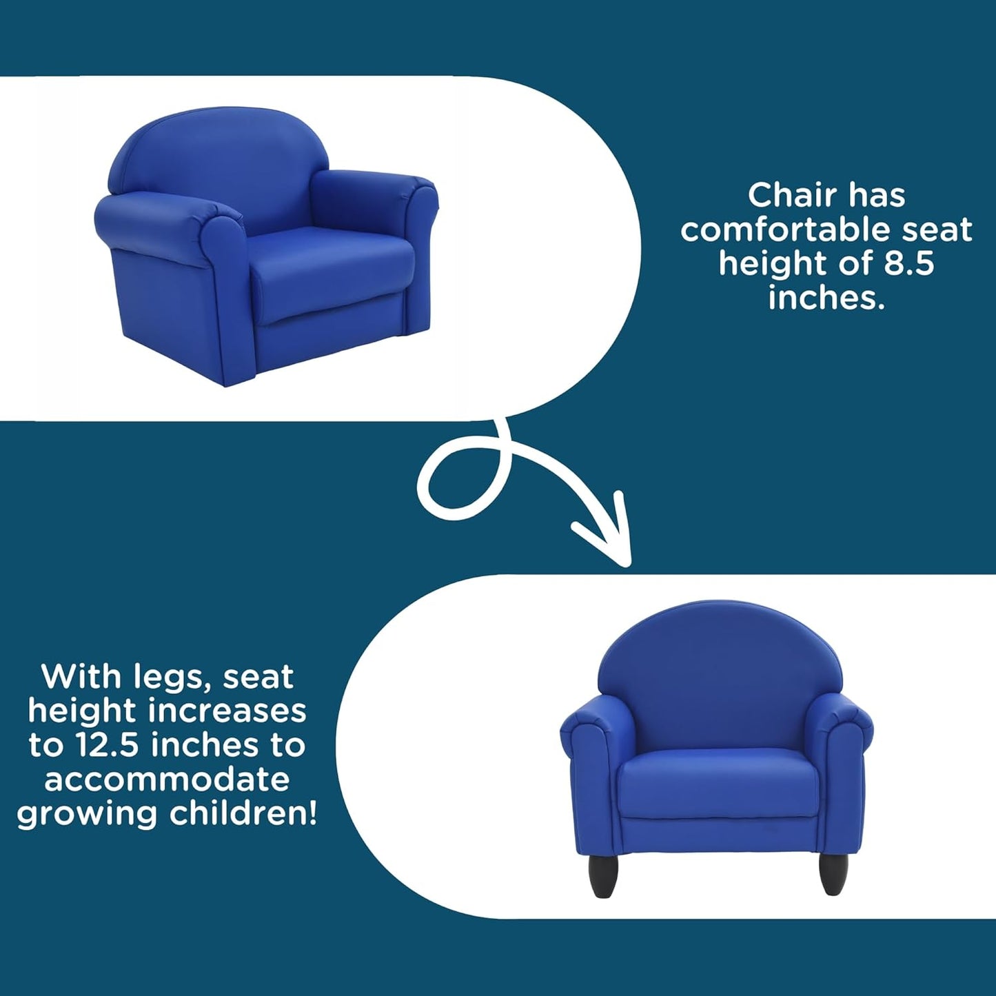 Children's Factory As We Grow Toddler Chair, Flexible Seating for Daycare or Preschool, Kids Reading Couch, Playroom Furniture, Blue