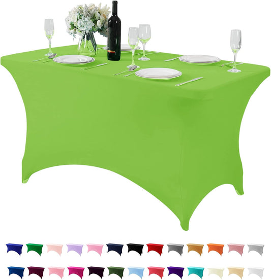 Spandex Table Cover for 4FT or 6ft or 8ft Table Universal Fitted Stretch Tablecloth for Party, Banquet, Wedding and Events-Apple Green