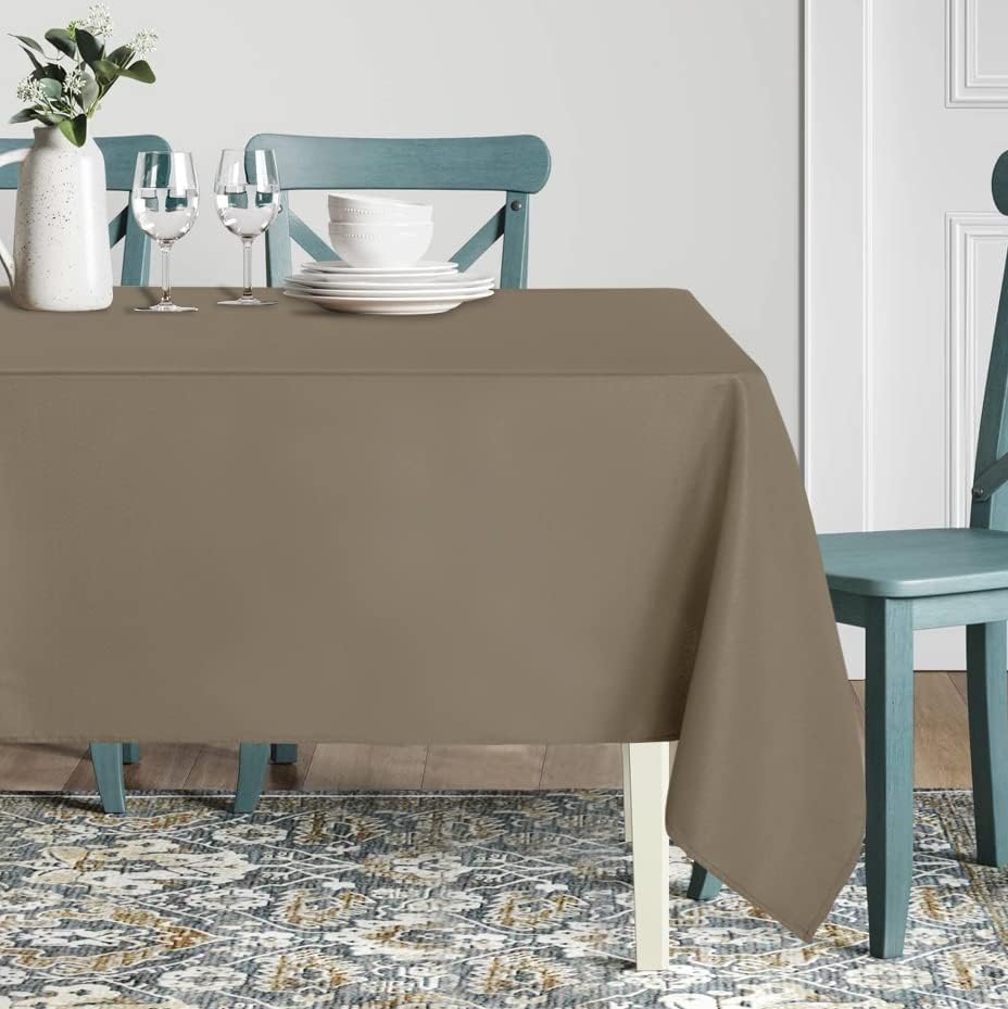 sancua Rectangle Tablecloth - 54 x 108 Inch - Stain and Wrinkle Resistant Washable Polyester Table Cloth, Decorative Fabric Table Cover for Dining Tables, Buffet Parties and Camping, Taupe