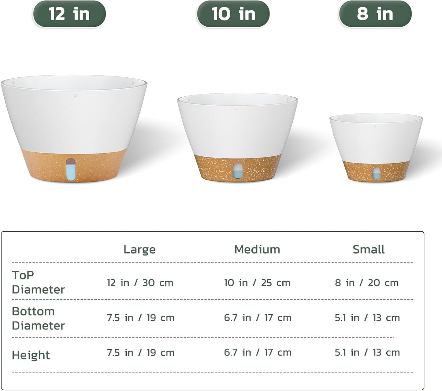 ZMTECH 12 Inch Hanging Planters for Outdoor, 2 Pack Self Watering Pots for Indoor Plants, Large Hanging Baskets for Plants Outdoor with Visual Reservoir and Drainage Hole(White)