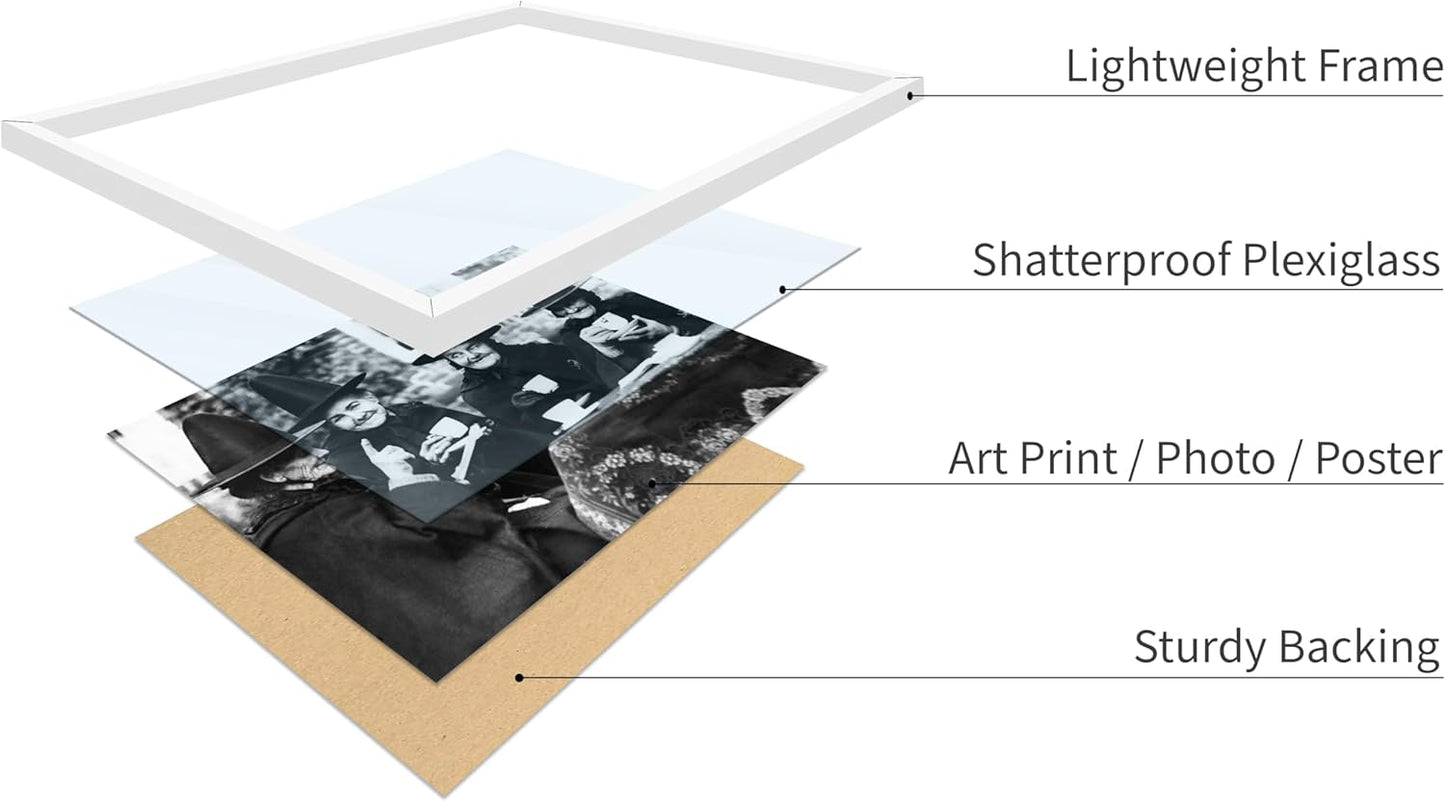 Poster Master Classic Photograph Poster - Vintage Halloween Print - Gift for Artist, Friend - Witches Tea Party, Old Women Smiling, Wearing Robes - Wall Decor for Living Room, 8x10 White Framed