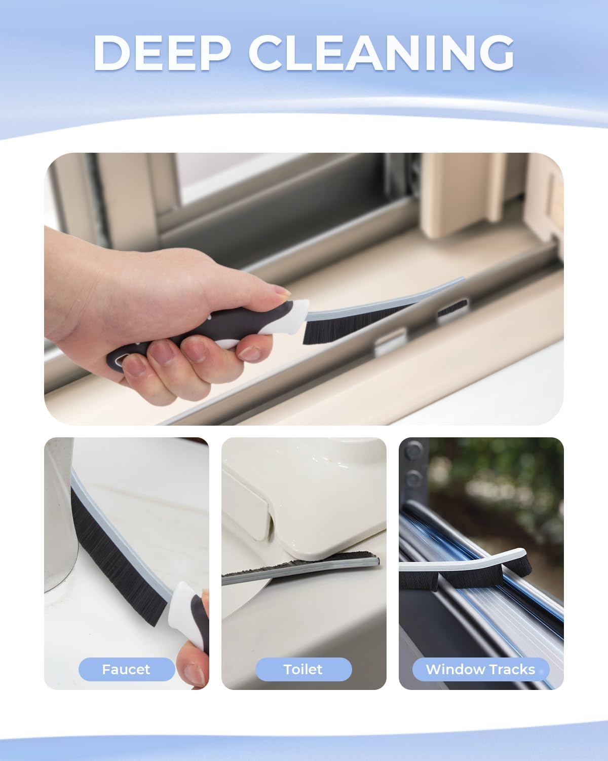 Crevice Cleaning Brushes, Scrub Brush for Hard to Reach Small Space, Home Essentials, Cleaning Supplies, Cleaning Tools for Household Use, Bathroom, Shower, Kitchen, Toilet, Window (3, Green)