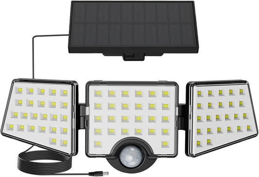 Lepro Solar Lights for Outside, WL5000 Motion Activated Security Lights, Separate Solar Panel, 3 Adjustable Head 270° Wide Lighting Angle, IP65 Waterproof Wall Lamp for Porch Yard Garage