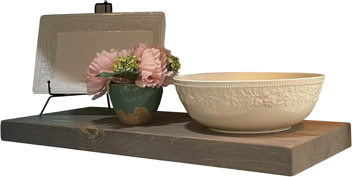 joelsantiques 36 Inch Wooden Floating Shelves for Wall - 36x12x2 in - Made of Natural Wood - Long Heavy Duty Rustic Wall Shelves for Bedroom - Perfect for Living Room, Kitchen - Gray, Grey