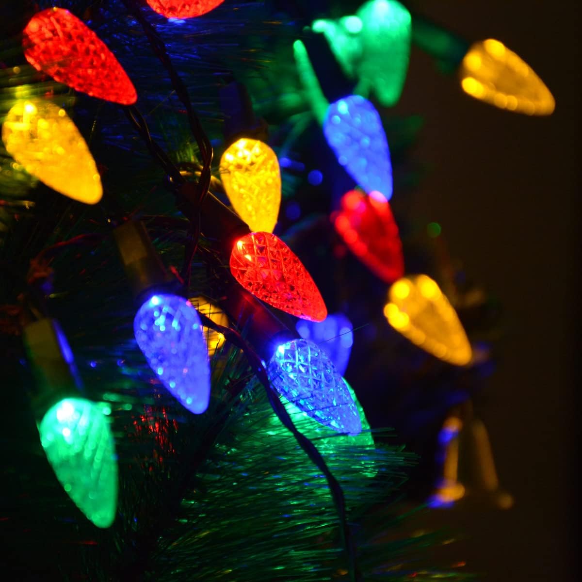 Solar Christmas Tree Lights Outdoor Solar Christmas Lights for Christmas Decorations, 100 LED C6 Strawberry Christmas Fairy Lights for Xmas Tree Garden Yard Patio Arbor Decor(Multicolor, 8 Modes)