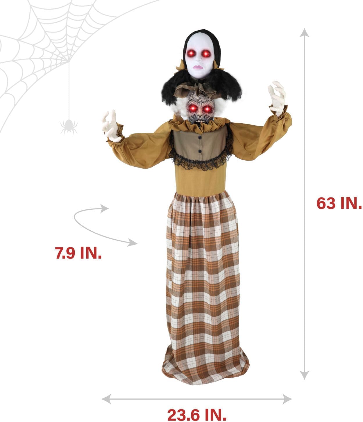 Haunted Hill Farm Lifesize Animatronic Scary Haunted Woman with Touch Activated Lights and Sound, Battery-Operated Indoor or Covered Outdoor Halloween Decoration