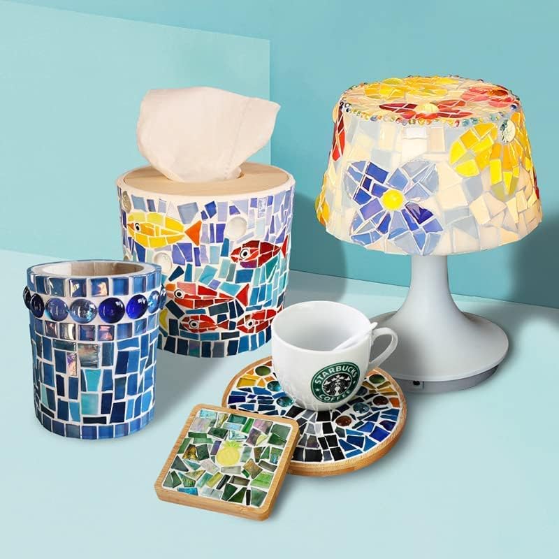 1.1 LB Irregular Crystal Mosaic Tiles,Small Particle Color Decal Crystal Glass Tile DIY Hobbies Children Handmade Crystal Craft for DIY Handmade Decorative Materials (Green Series)