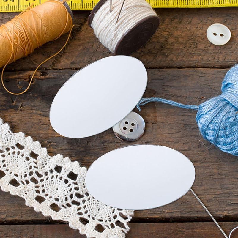 NOLITOY 10Pcs Mini Oval Lens Mirror, Decorative Crafts Glass Mosaic Tile Pieces for DIY Craft Projects Home Decor
