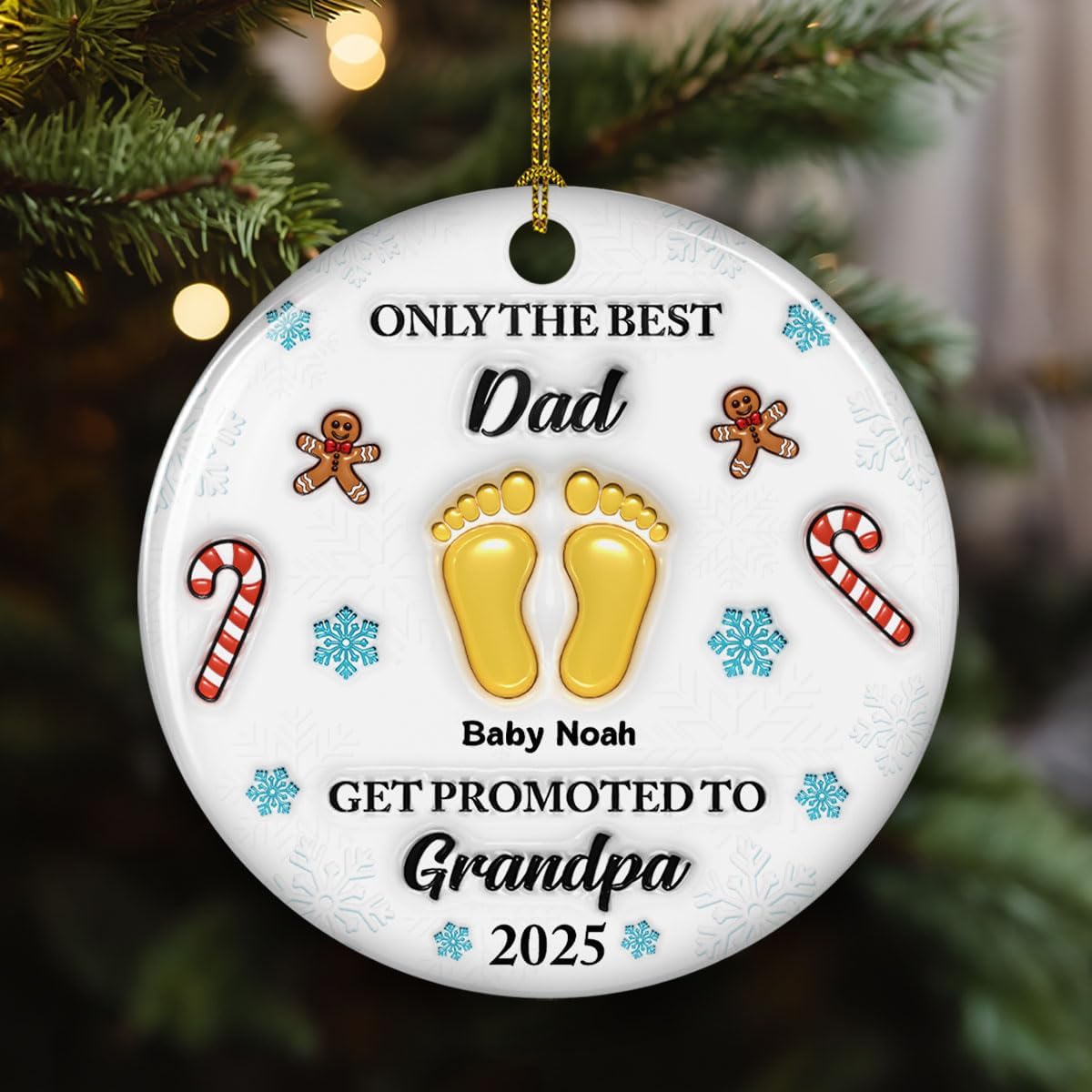Personalized Gift for Fathers - Congratulations On Your New Grandkid 3D Ceramic Ornament, Perfect Pregnancy Surprise to Celebrate Grandparenthood