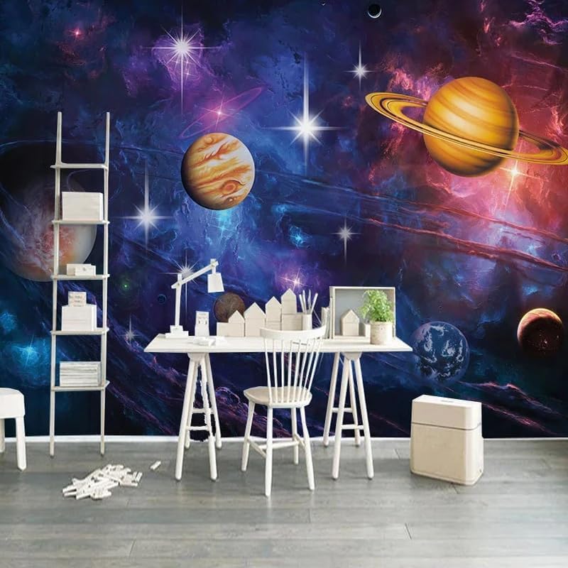 Custom Planet Peel and Stick Wallpaper Universe Starry Sky Theme Mural Children Room Living Room Bedroom Ceiling Home Decor Wall Paper