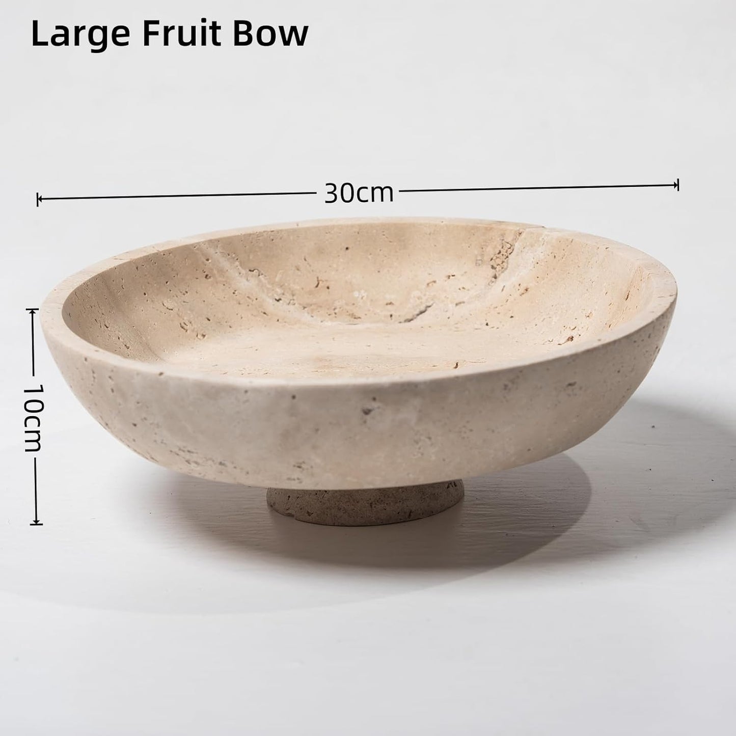Natural Travertine Fruit Bowl 11.8" – Large Decorative Bowl & Travertine Decor Pedestal for Kitchen Counter & Dining Table ,For Entryway, Kitchen Fruit Bowl, Potpourri, Dining Table Centerpiece.