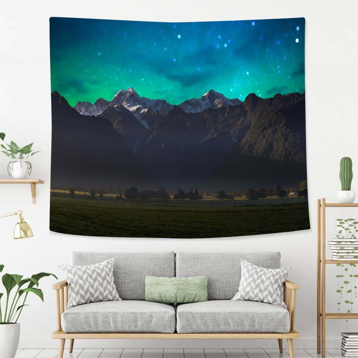 Mountain Tapestry For Bedroom Mount Cook And Lake Matheson New Zealand With Milky Way Tapestries Wall Hanging For Living Room Dorm Office 90×60 In