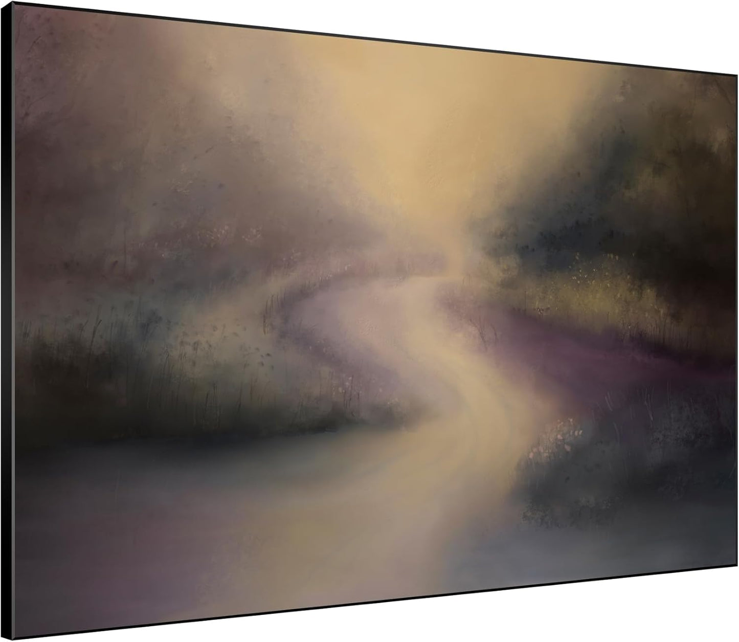 SIGNWIN 60"x72" Extra Large Framed Wall Art Golden Light River Path Dreamy Impressionist Landscape Illustration for Home Living Room Bedroom Decor (Frame Assembly Required)