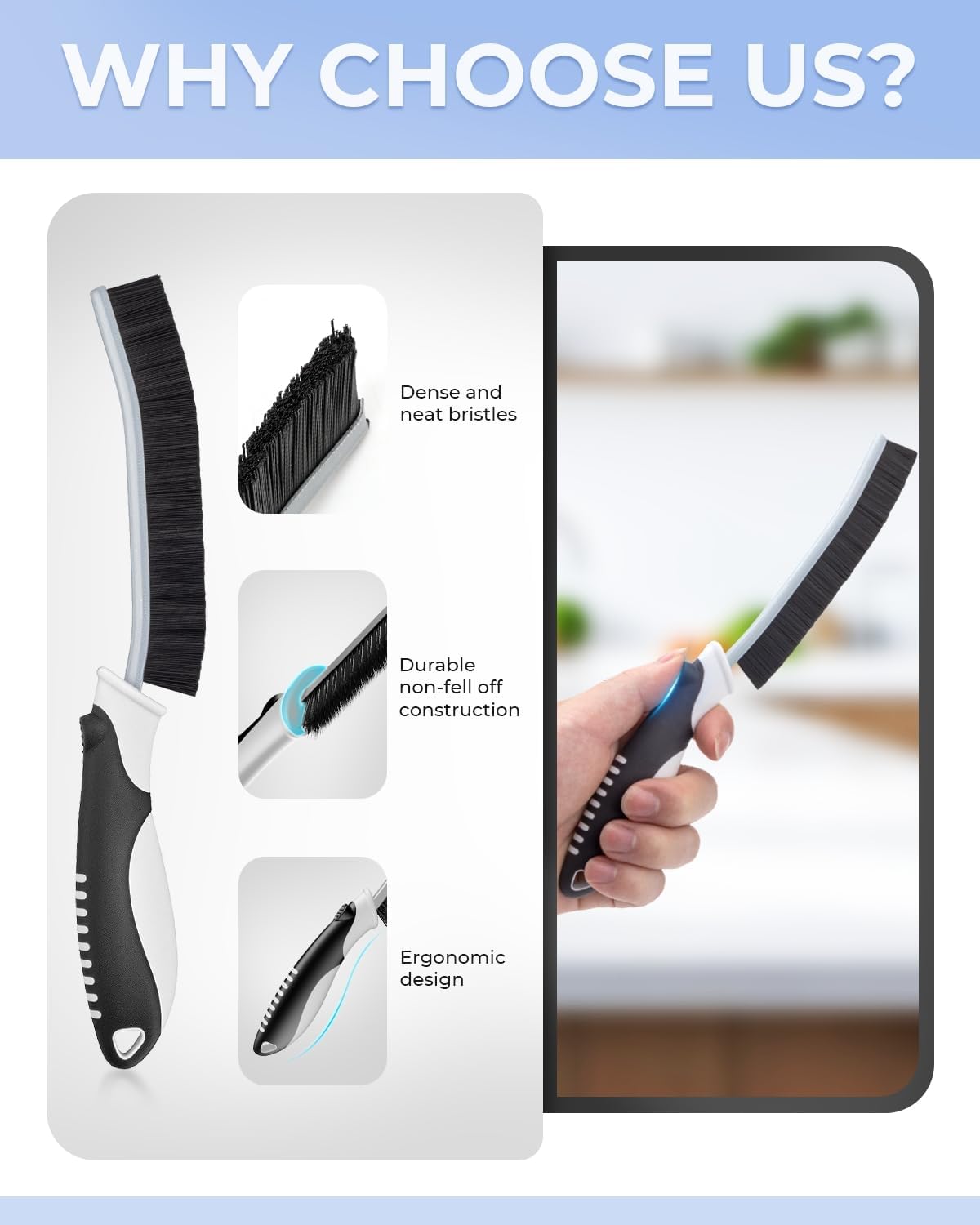 Crevice Cleaning Brushes, Scrub Brush for Hard to Reach Small Space, Home Essentials, Cleaning Supplies, Cleaning Tools for Household Use, Bathroom, Shower, Kitchen, Toilet, Window (3, Red)