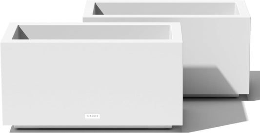 Veradek Block Series Long Box Planter - Large Rectangular Planter for Indoor or Outdoor Patio/Porch | Durable All-Weather Use with Drainage Holes | Modern Décor for Tall Plants, Flowers or Shrubs