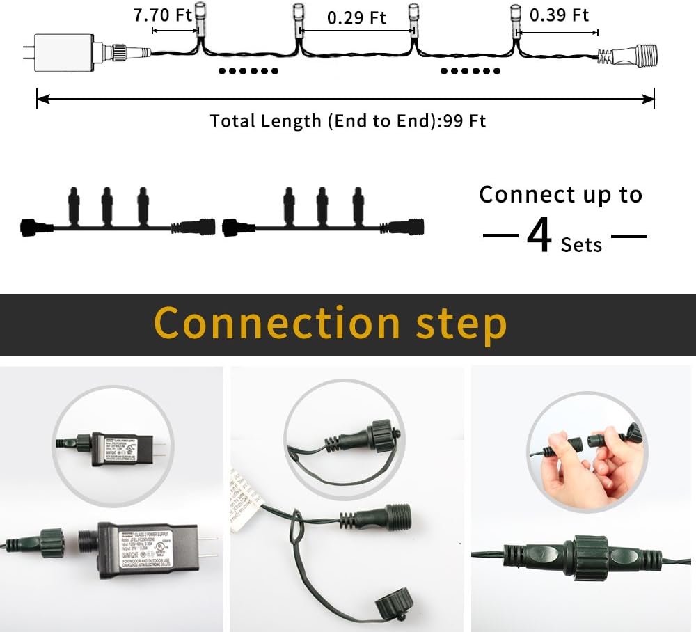 XTF2015 105ft 300 LED Christmas String Lights, End to End Plug 8 Modes Christmas Lights UL Certified Outdoor Indoor Fairy Light Christmas Tree, Patio, Garden, Party, Wedding, Holiday (Blue)