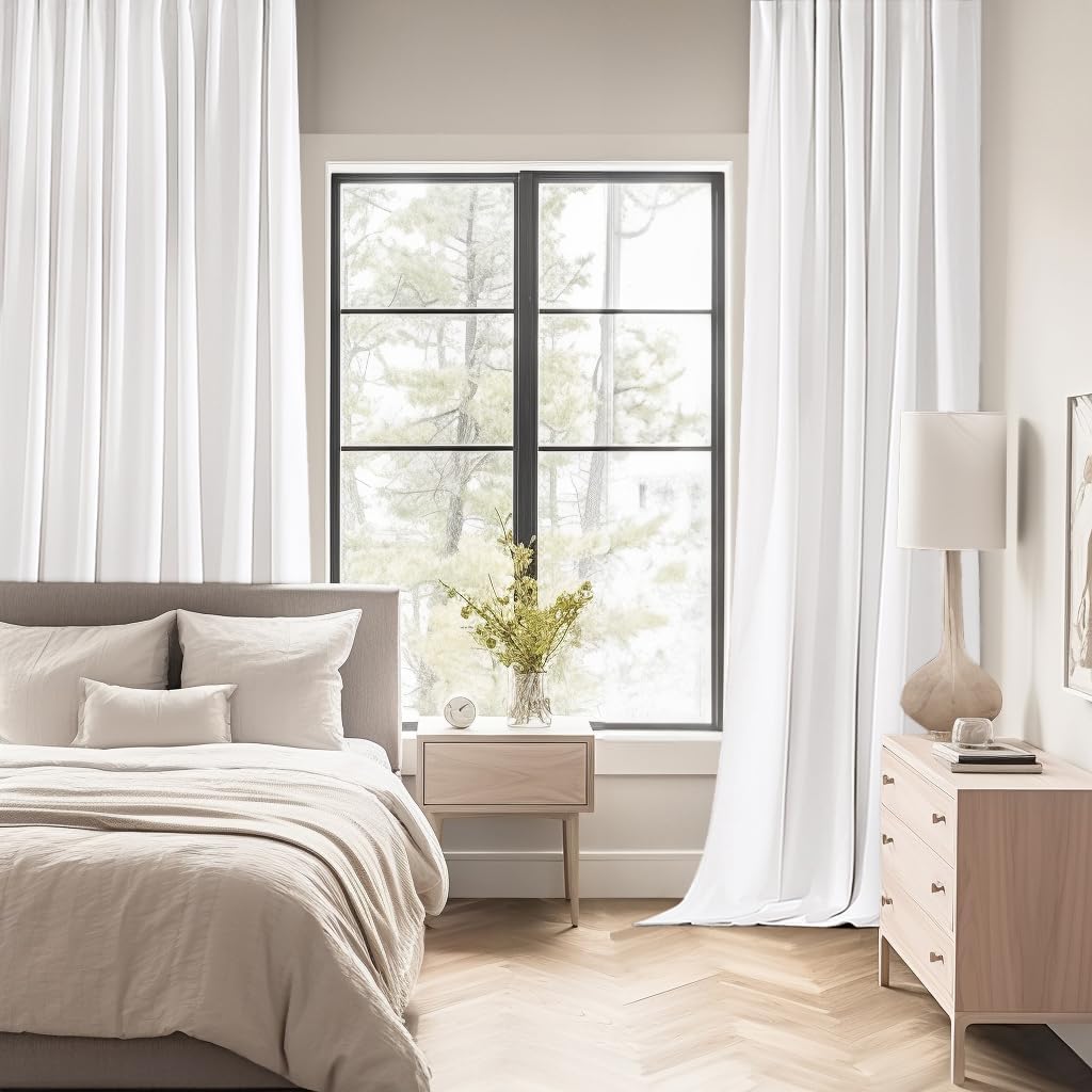 MIULEE Pure White Back Tab Blackout Curtains 102 Inch Long 2 Panels Set for Bedroom, Rod Pocket/Pinch Pleated Thermal Insulated Living Room Darkening Light Blocking Floor to Ceiling Drapes