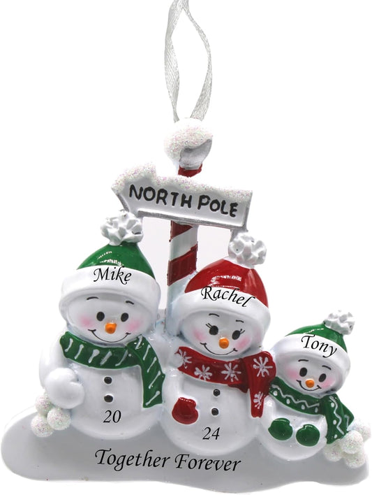 2025 Family Christmas Ornament – Personalized Ornament for Families – Custom Snowman Family Ornament – Holiday Tree Decoration Keepsake Gift (Snowman Family of 3)