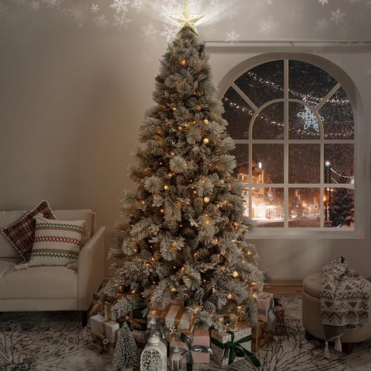 Naomi Home Darla Snowy Christmas Tree 7.5ft/Snow Flocked