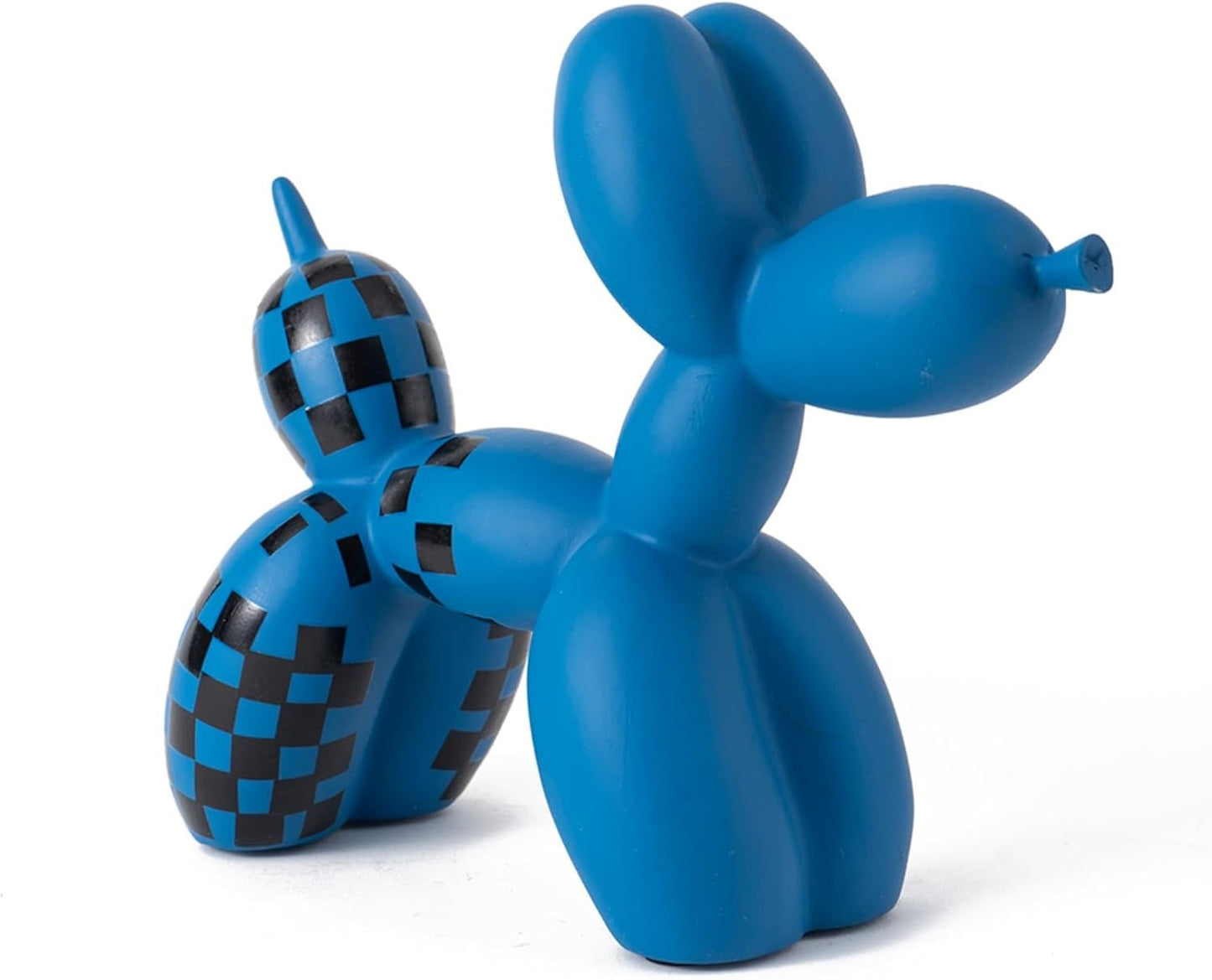 Vilead Resin Balloon Dog Statue with Checkered Pattern,Modern Home Decoration Trendy Animal Art Ornaments,Collection Figurine Bedroom Living Room Office Desktop Sculpture
