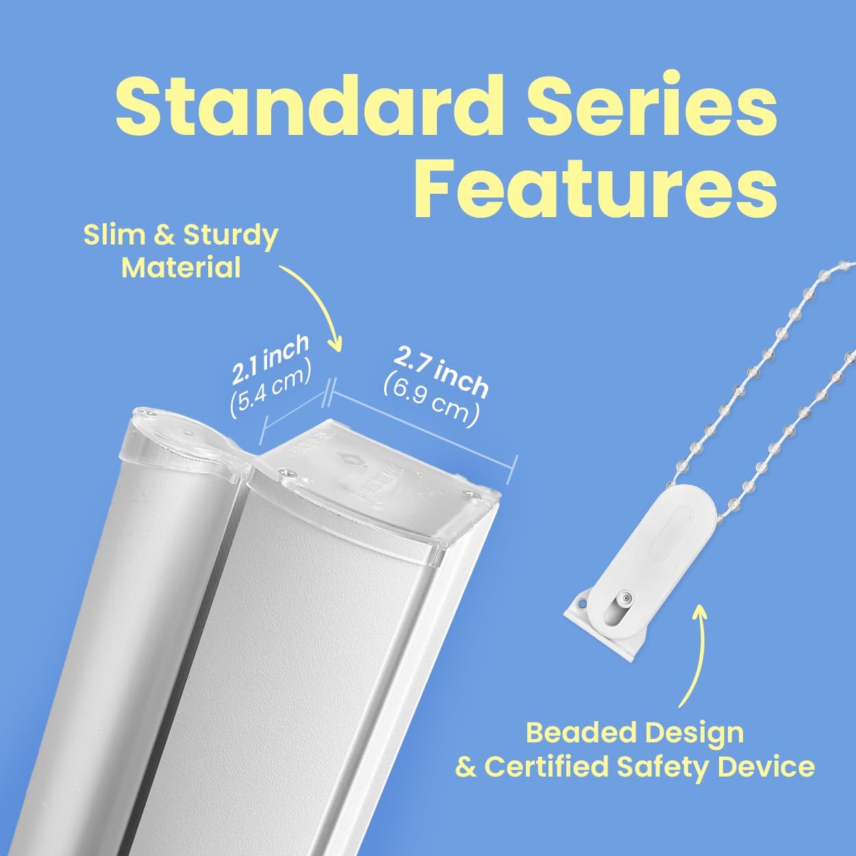 Foiresoft Standard Zebra Roller Blinds for Windows [W48 x H64 Inch, White, Basic], Light Filtering Dual Layer Shades for Bedroom, Living Room, Office, 13 Colors