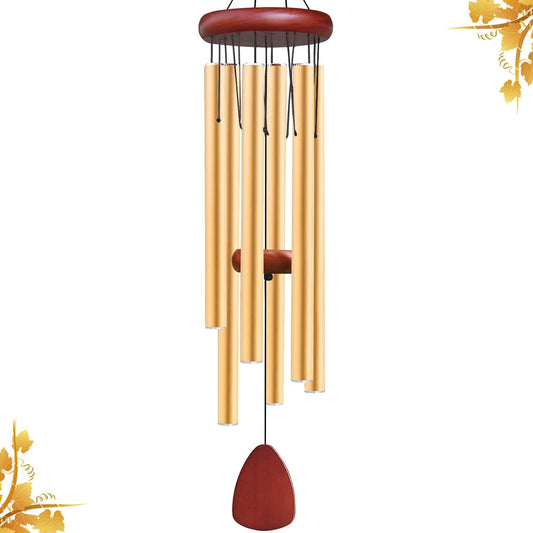 Large Aluminium Wind Chimes Outside, Soothing Melodic Memorial Sympathy Wind Chime, Suitable Outdoor Garden Decor, Gift for Mom Women Neighbors (Gold Wind Chimes-36)