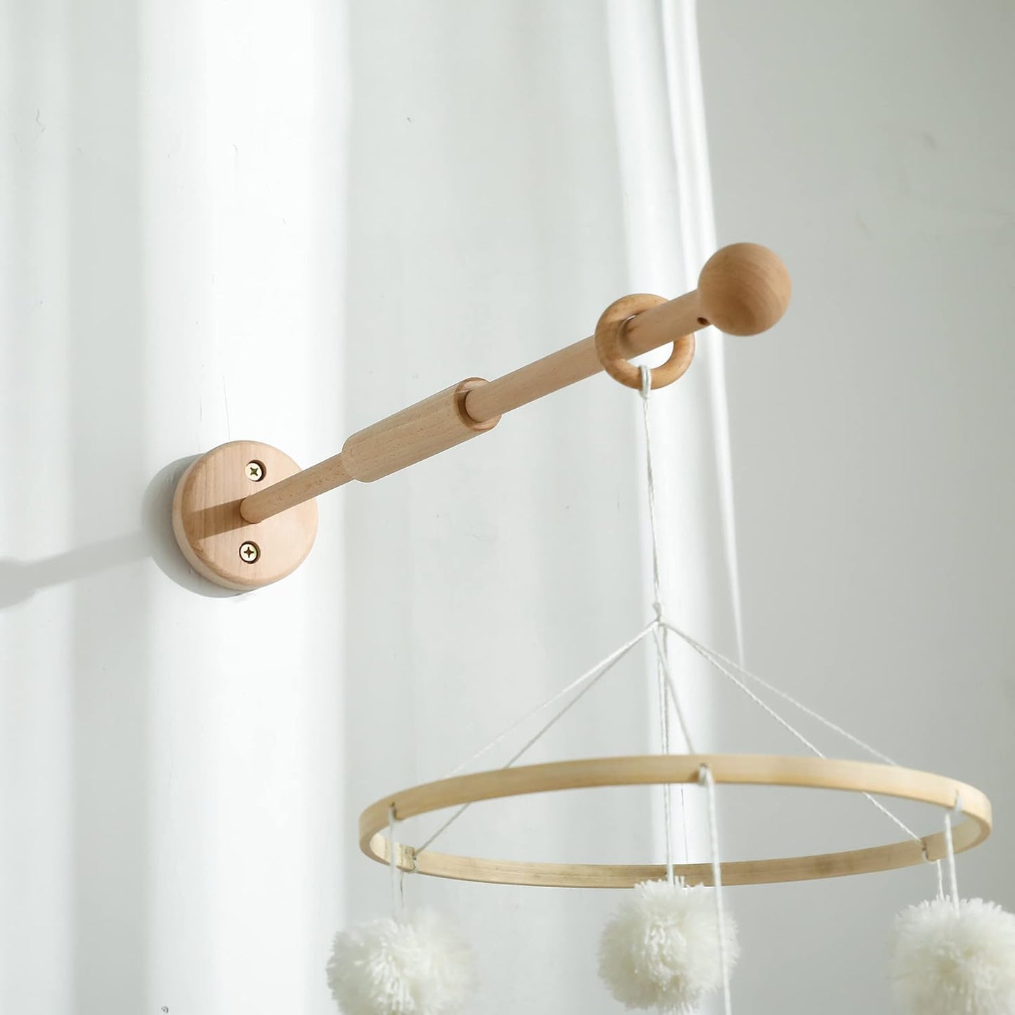 Baby Crib Mobile Arm,HBM Wooden Mobile Arm for Crib Mobile Hanger for Crib Baby Girl Nursery Decor