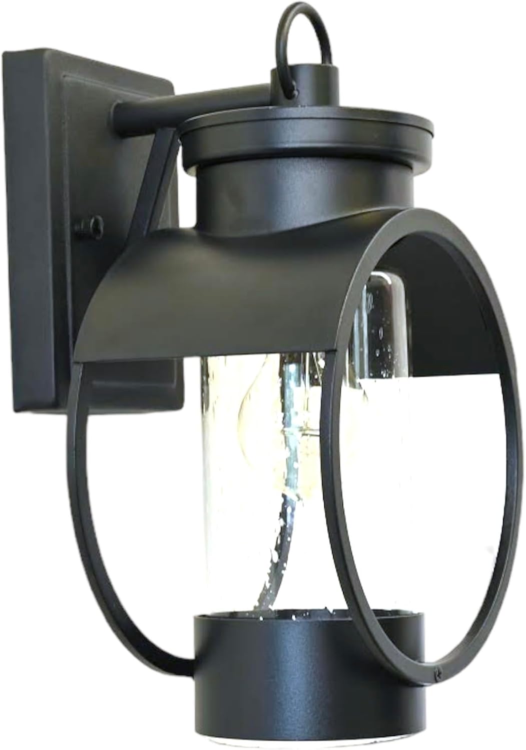 Muskoka Lifestyle Products Black Outdoor Weatherproof Wall Sconce Light Fixture, Rustic Porch Light, Entryway Light, Outdoor Wall Sconce Lantern