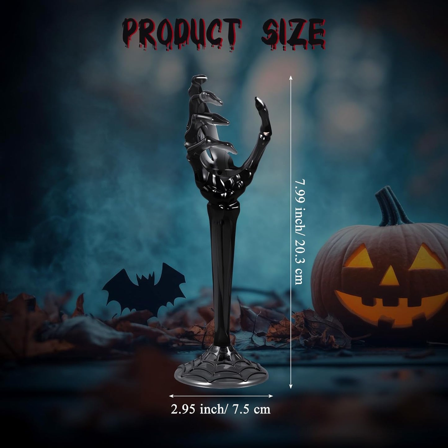 LemonRoad 2 Pcs Halloween Skull Candle Holders Halloween Table Centerpieces Fireplace Decorations Skeleton Gothic Decor Horror Skeleton Skull Candlestick Holders for Home Office Bar Party Supplies