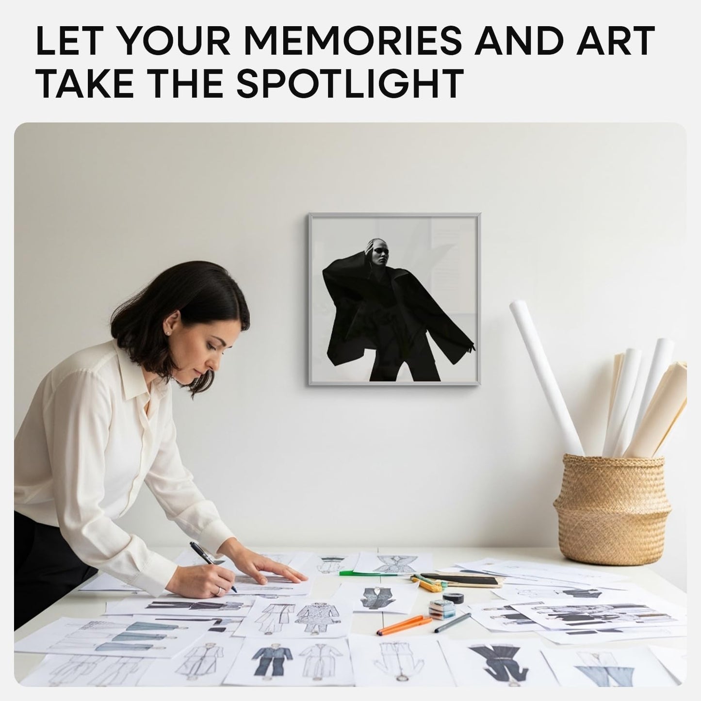 Homeforia 16x16 Silver Picture Frame, High End Metal 16 x 16 Square Frame with Mat 12 x 12 Photo, 16x16 Poster Frames Matted to 12x12 Print, 16 by 16 Hanging Frames, Tempered Glass, Wall Kit, Set of 1