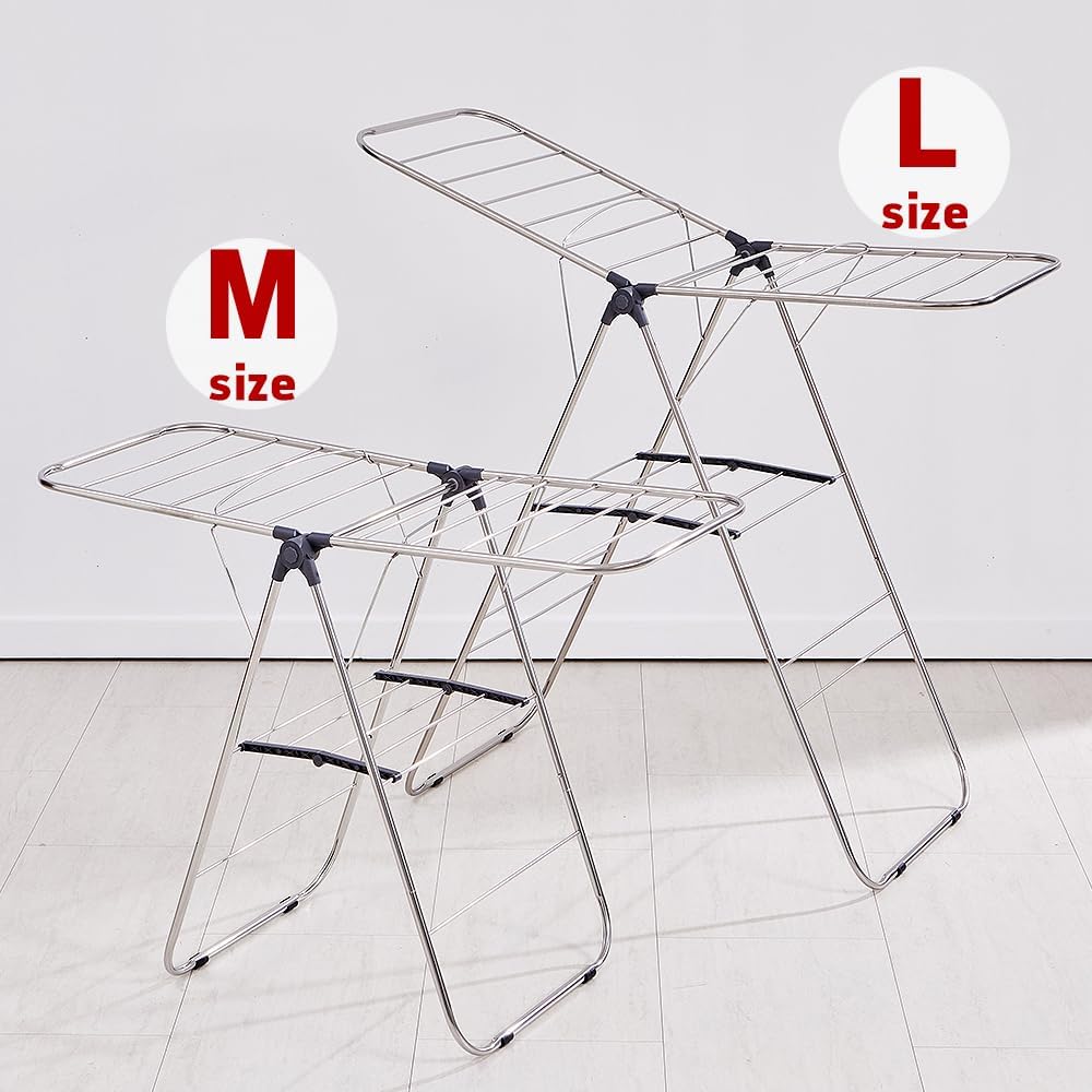 TRES BELLE 25NEW Stainless Steel Clothes Drying Rack(L)–Foldable,Lightweight,Anti-Slip Elastic Rods,Made in Korea,Indoor & Outdoor Use,Rust-Resistant,Towels Drying,Underwear,Baby Clothes–L Sizes