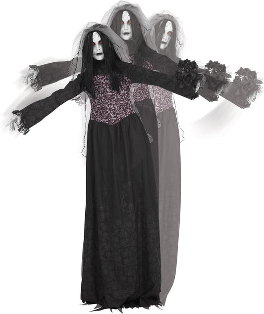 Haunted Hill Farm Rising Ghost Bride by Tekky, Battery-Operated, Sound Activated Animatronic with Sound Effects and Lights for Indoor or Covered Outdoor Creepy Halloween Decoration