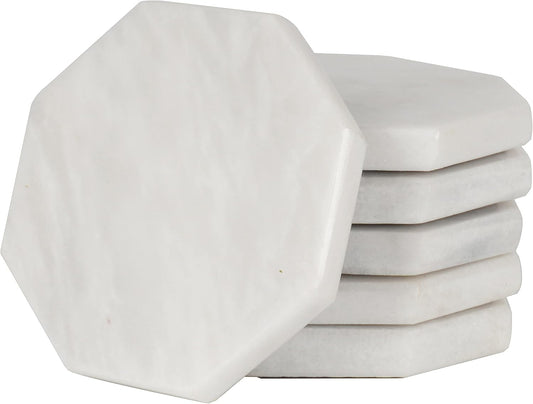 Radicaln Marble Coasters Star 3.5" Inches White Handmade Marble Drink Coasters for Home and Kitchen, Drink Coaster Set of 6, Ideal Coaster for Drink