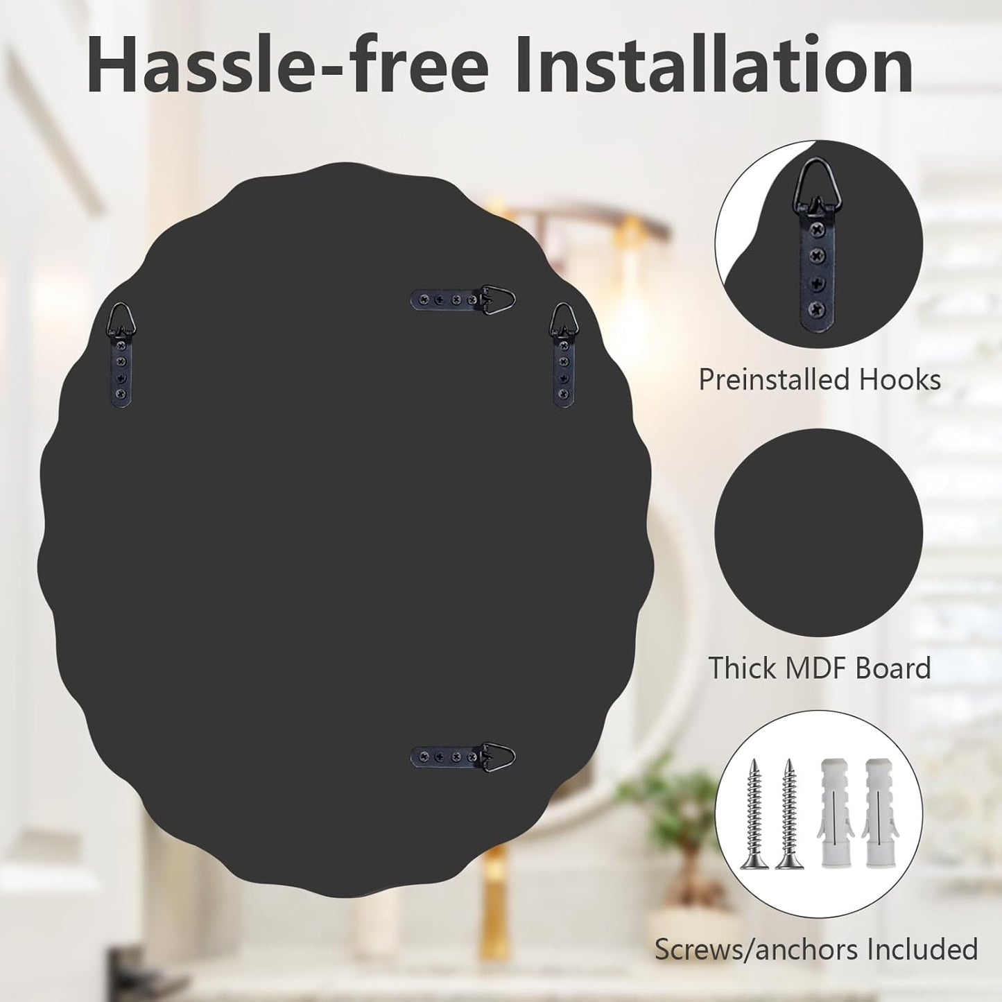 Pregaspor 24x30 Inch Frameless Oval Wall Mirror for Bathroom Sink, Minimalist Bathroom Vanity Mirror with Beveled Edge, Modern Mirrors for Wall Decor Living Room Entryway Bedroom