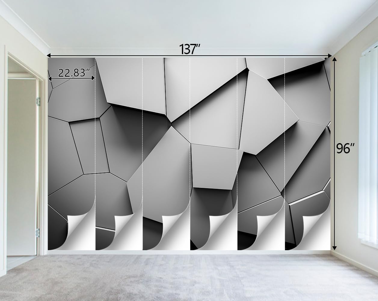 Grey Geometry wallpeper Living Room Bedroom Office Wall Mural - 137"x96"（Not Peel and Stick）