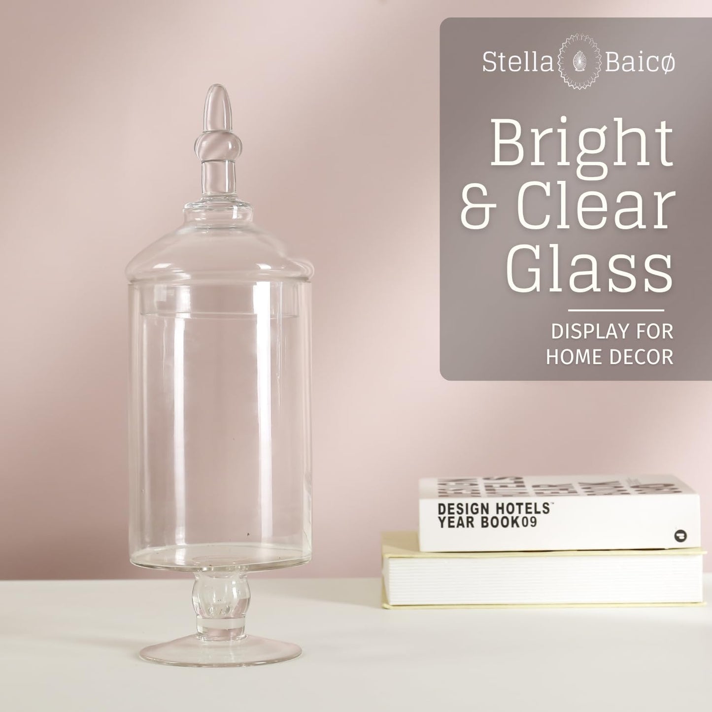 Glass Apothecary Jars with Lids, Candy Jar for Candy Buffet, Elegant Decorative Jars for Wedding and Dispaly (Height: 15", Diameter: 5.1")